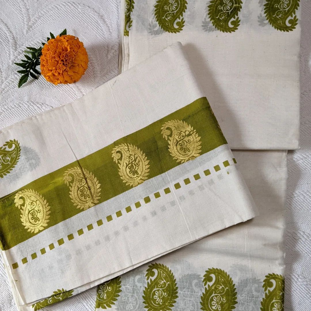 Set Mundu - Green border