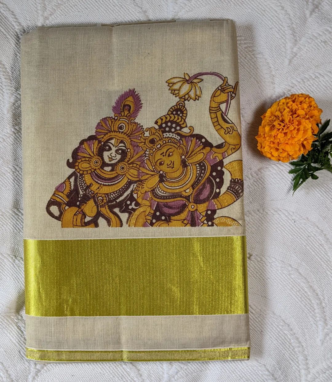 Set Saree - Krishna and Radha - printed