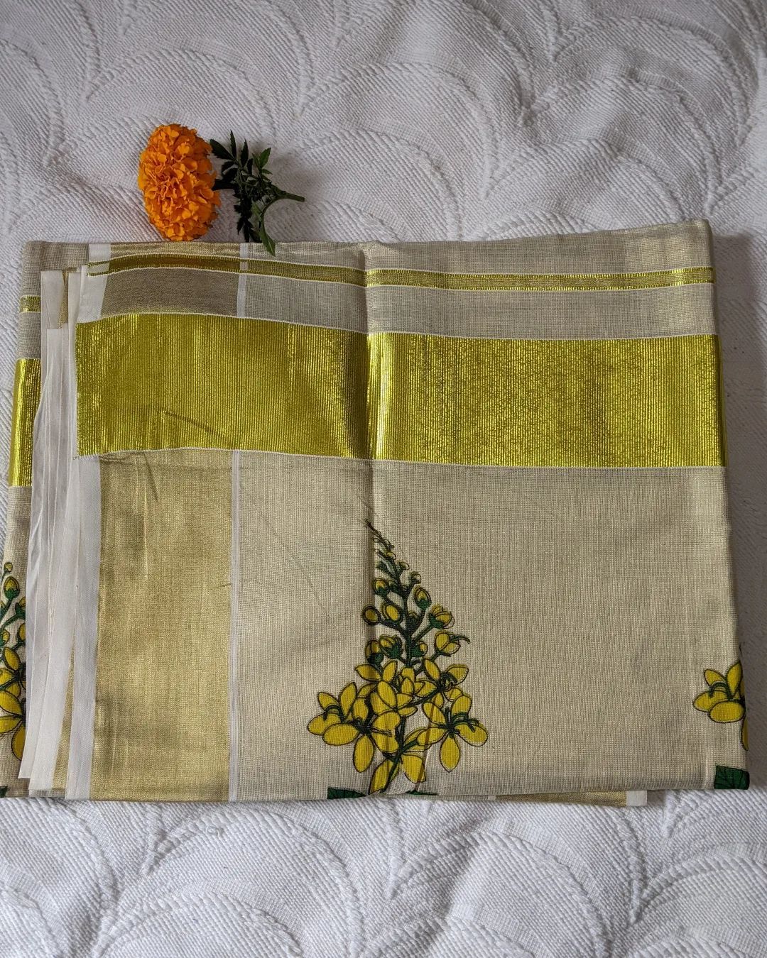 Set Saree - Golden shower tree - printed