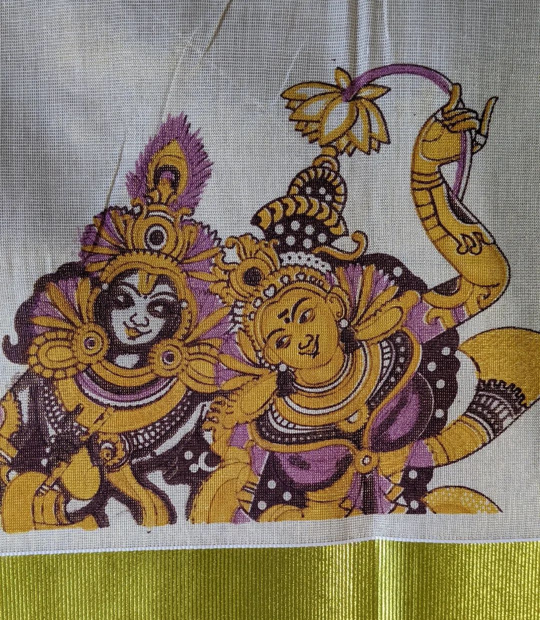 Set Saree - Krishna and Radha - printed