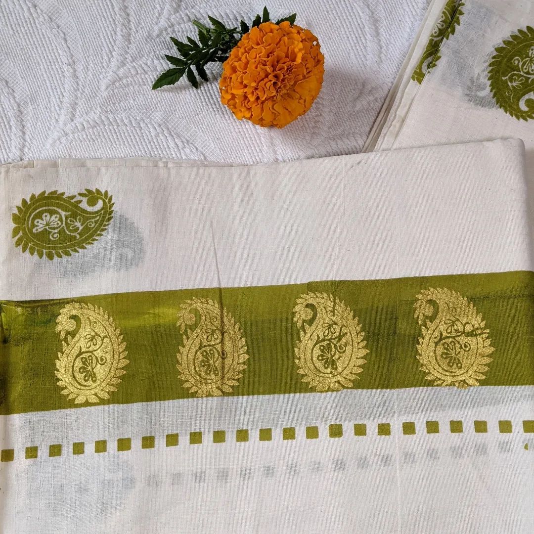 Set Mundu - Green border