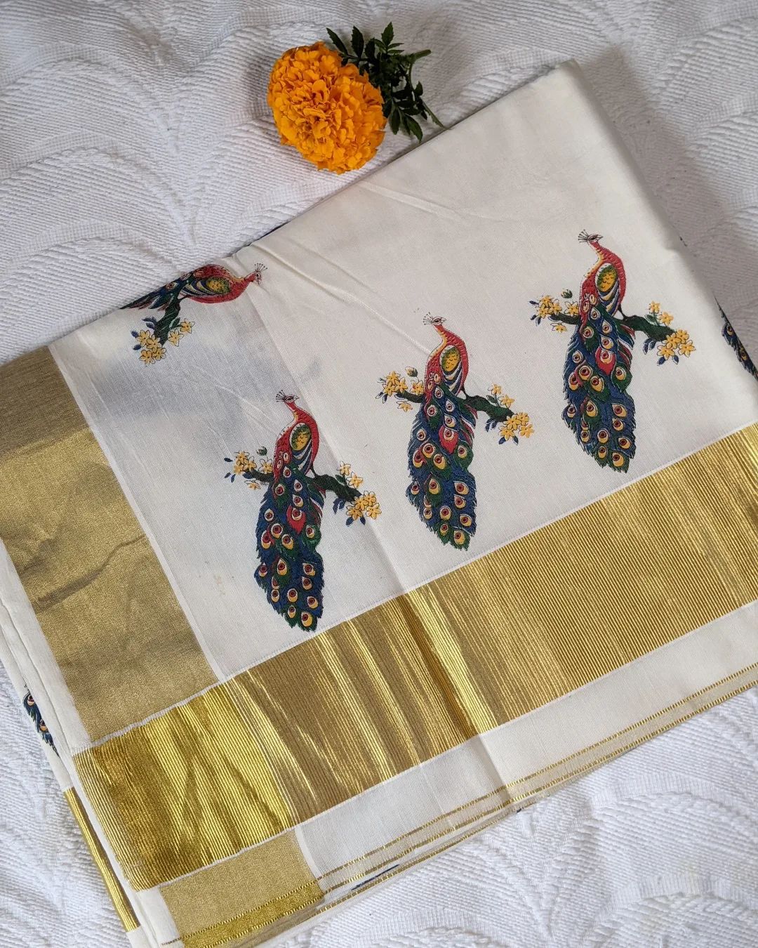 Set Saree - Peacock - printed