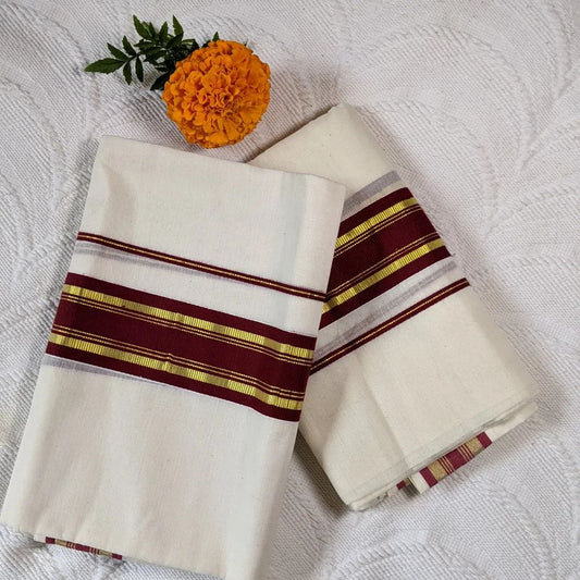 Set Mundu - Cotton - Red and golden border